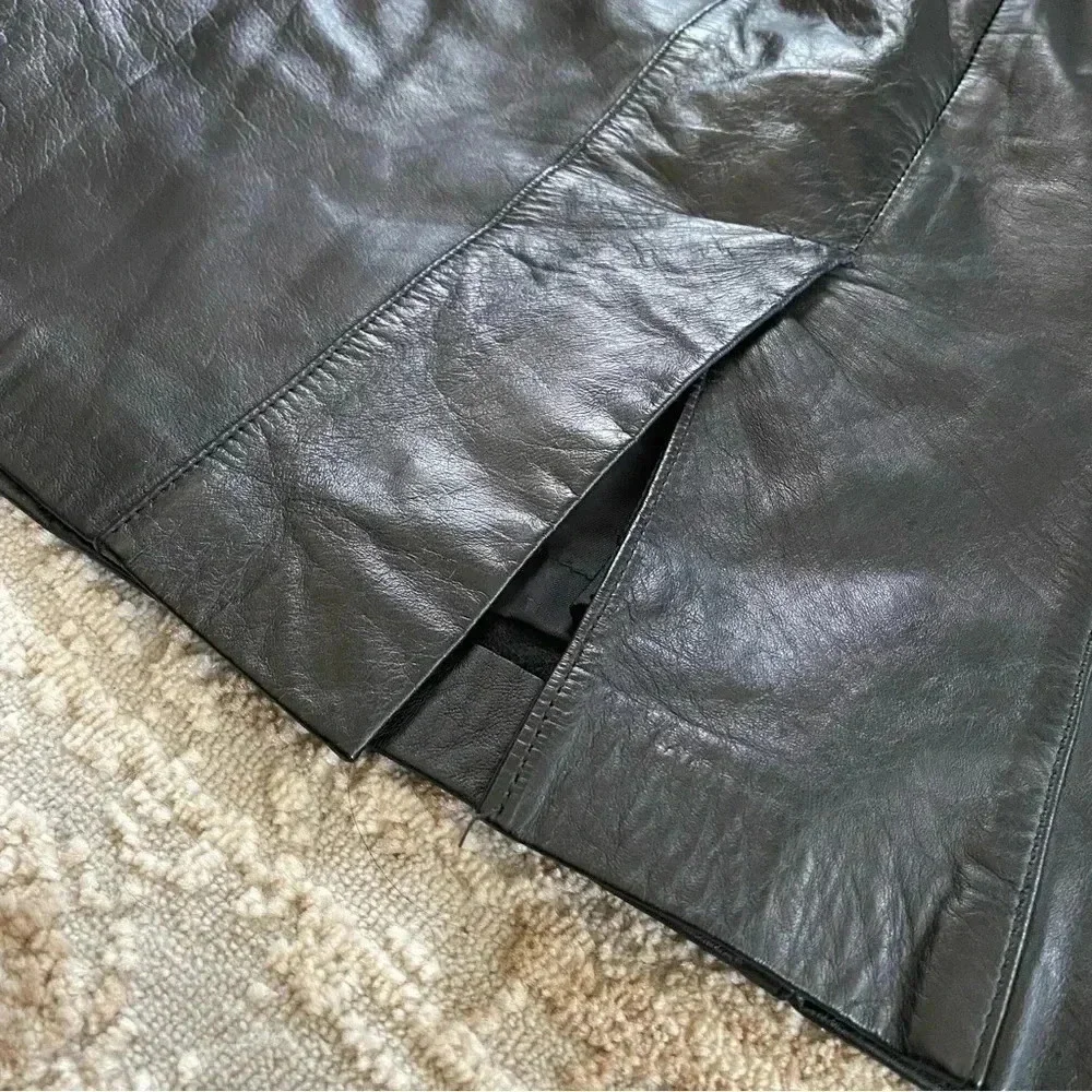 Evan Davies Petites Vintage 100% Leather Pencil Skirt Above Knee: 6